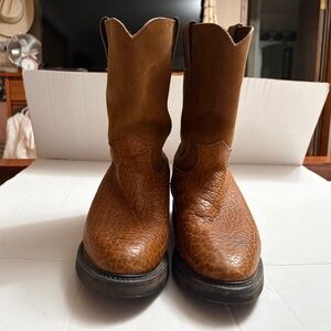 Justin 4751 Men’s 9.5 EE Brown Bullhide Leather Double Comfort Work Boots USA